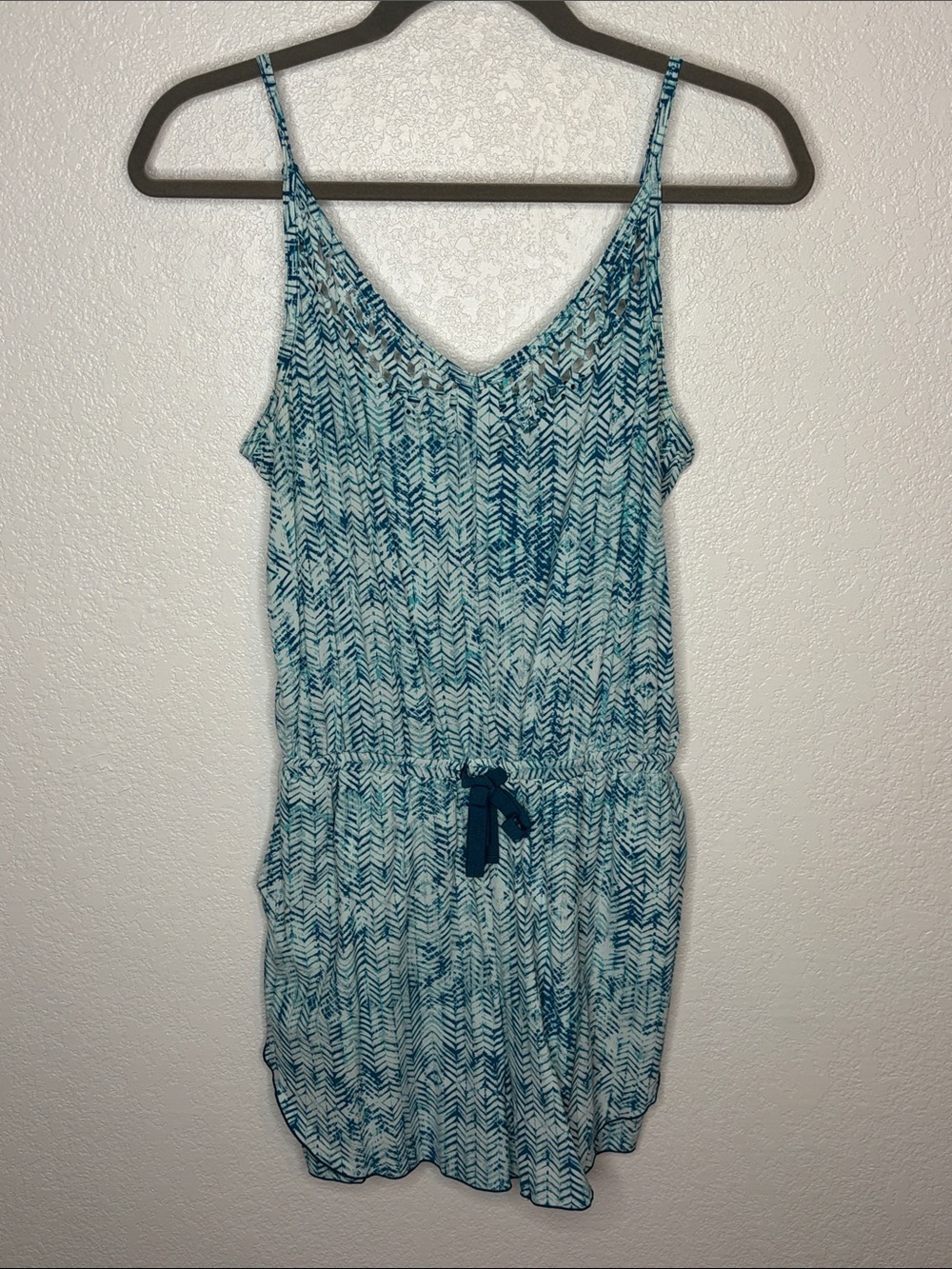 Toad & Co Blue Block Print Design Sun-kissed Romper Size Small